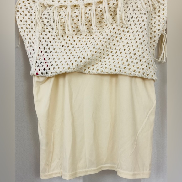 VINCE CAMUTO ISLAND OASIS LINED CROCHET HALTER SHELL BIRCH (CREAM) SMALL. NWT - Picture 5 of 9